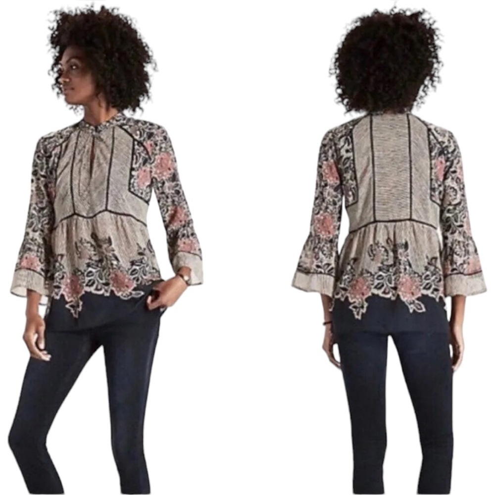 Lucky Brand Mix Print Peasant Blouse